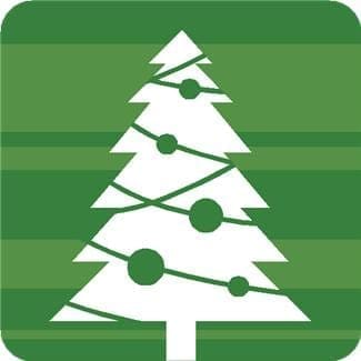 A Christmas tree icon on a green background that embodies work-life balance for women returners.