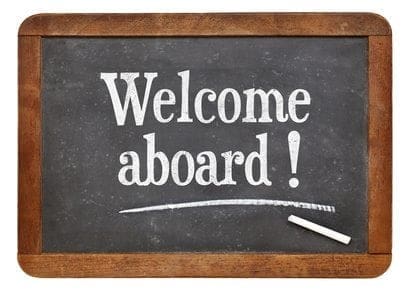 Welcome aboard written on a blackboard for women returners looking to achieve work-life balance in their careers.