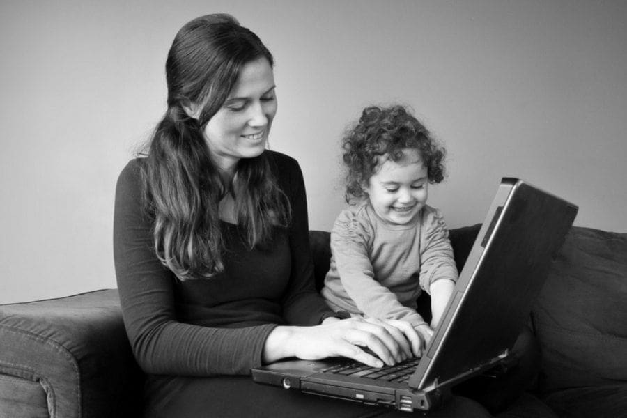 Mum working at home