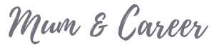 Image of a logo with the text "Mum & Career" written in a cursive script font. The text is in a dark, muted color.